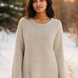 Pure Jill Oatmeal Bouclé Knit Sweater Petite Small Petite